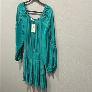 Ramy Brook Silvy  Smocked Dress in Oasis Sz XS NWT